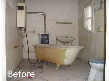 Bathroom before renovation and furnishing